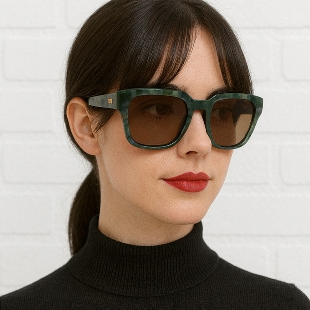 Guy Laroche Vintage Green Marbled Sunglasses, Model GL2039, France